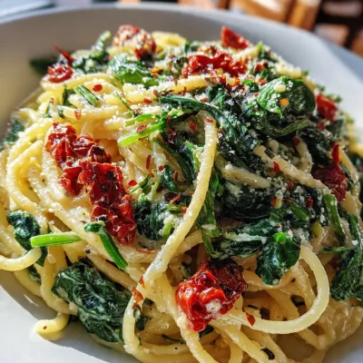 Spaghetti Spinach Sundried Cream