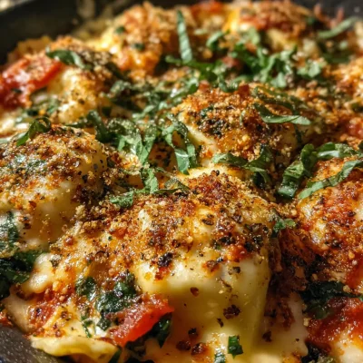 Cheesy Pizza Ravioli Bake
