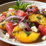 Watermelon Peach Basil Salad