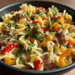Cheesy Sausage Pasta Skillet