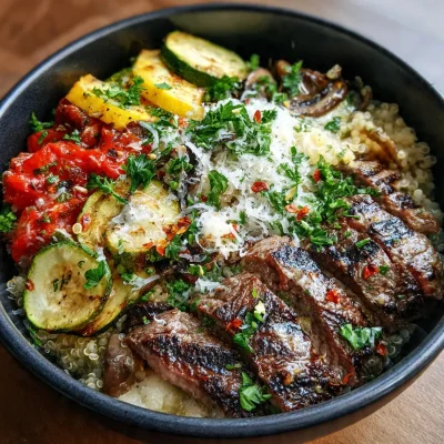 Grilled Steak Creamy Zucchini Bowl