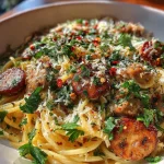 Garlic Butter Sausage Parmesan Pasta