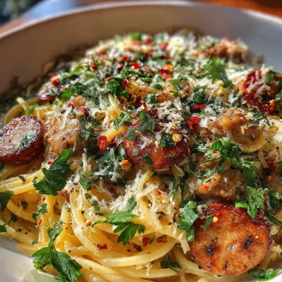 Garlic Butter Sausage Parmesan Pasta