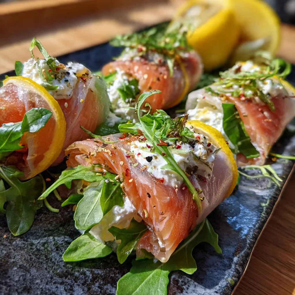 Golden brown salmon rolls fresh from the oven on a white baking dish