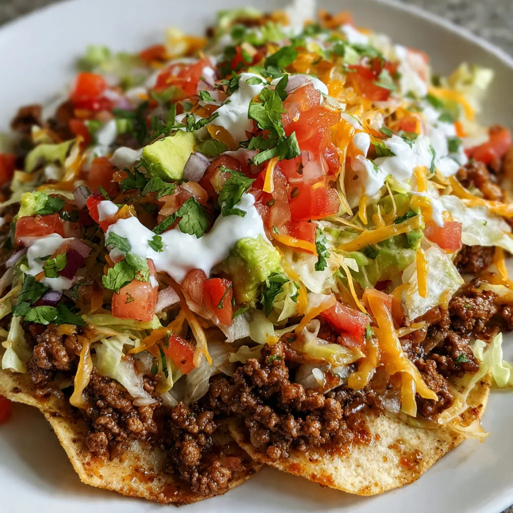 A bubbling skillet of ground beef taco cabbage topped with melted cheese and fresh cilantro