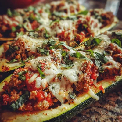 Italian Sausage Zucchini Boats