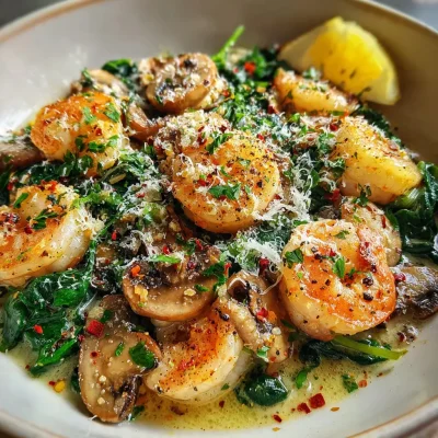 Creamy Spinach Mushroom Shrimp